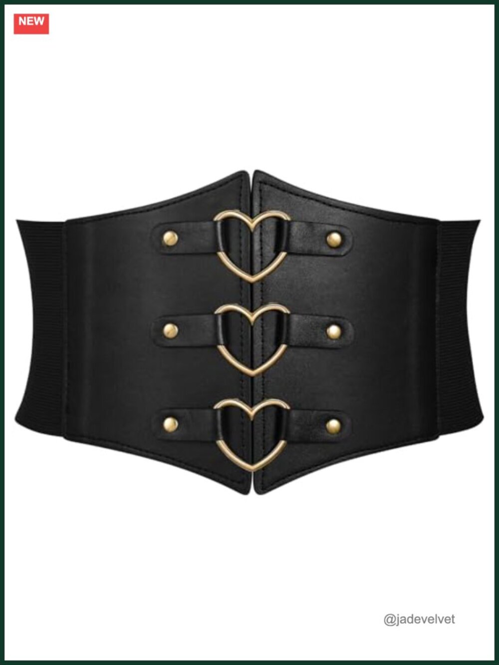 Faux Leather Elastic Corset Belt Heart Ring Wide Waist Halloween Costume